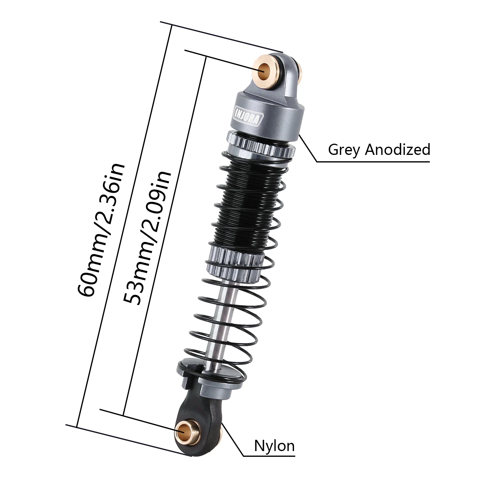 INJORA 53MM ammortizzatore filettato ammortizzatore per aggiornamento 1/18 RC Crawler TRX4M (4M-24)