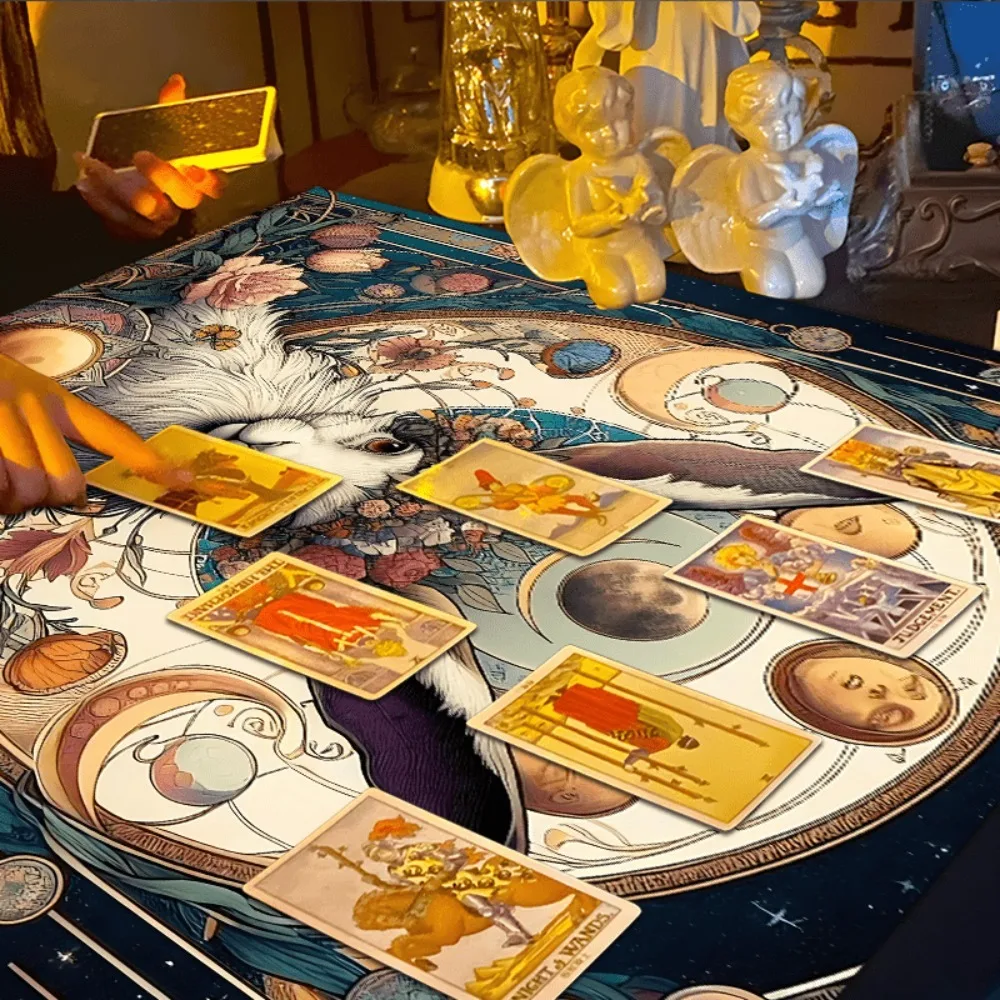 Moon Rabbit Altar Cloth Multiple Sizes HD Print Astrology Spiritual Witchcraft Polyester Home Party Decor Mystic Gathering Gift