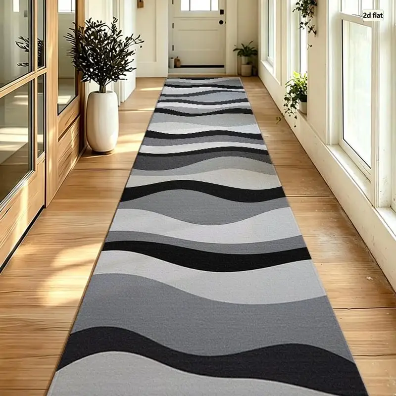 1pc Monochrome Wavy Striped Carpet, Soft Comfortable, All Season Use, Lightweight Easy Care, Home Decor, Room Decor, Living Room, Bedroom, Hallway, Winter, Autumn
