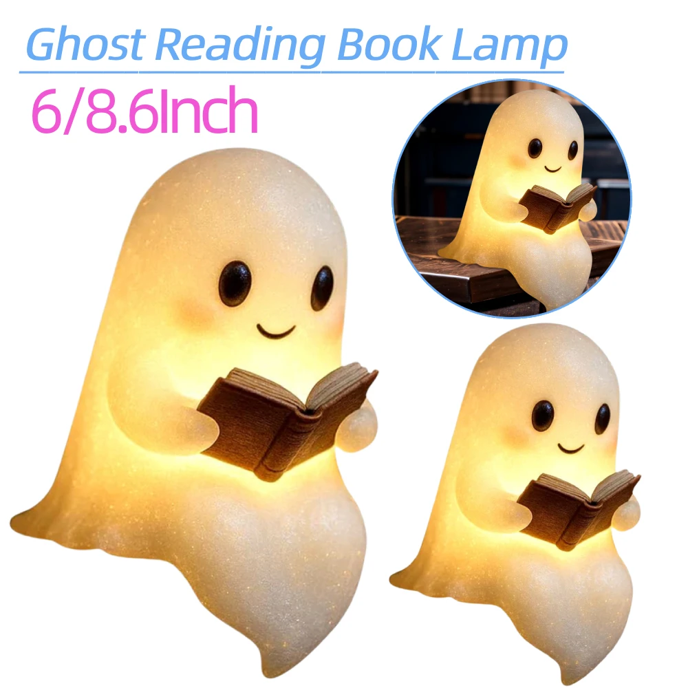 โคมไฟอ่านหนังสือรูปผี 1/2 ชิ้น ไฟกลางคืนรูปผีสำหรับฮาโลวีน ไฟอ่านหนังสือรูปผีสำหรับกลางคืน ของตกแต่งฮาโลวีนสำหรับห้องนอน ห้องทำงาน ของขวัญ