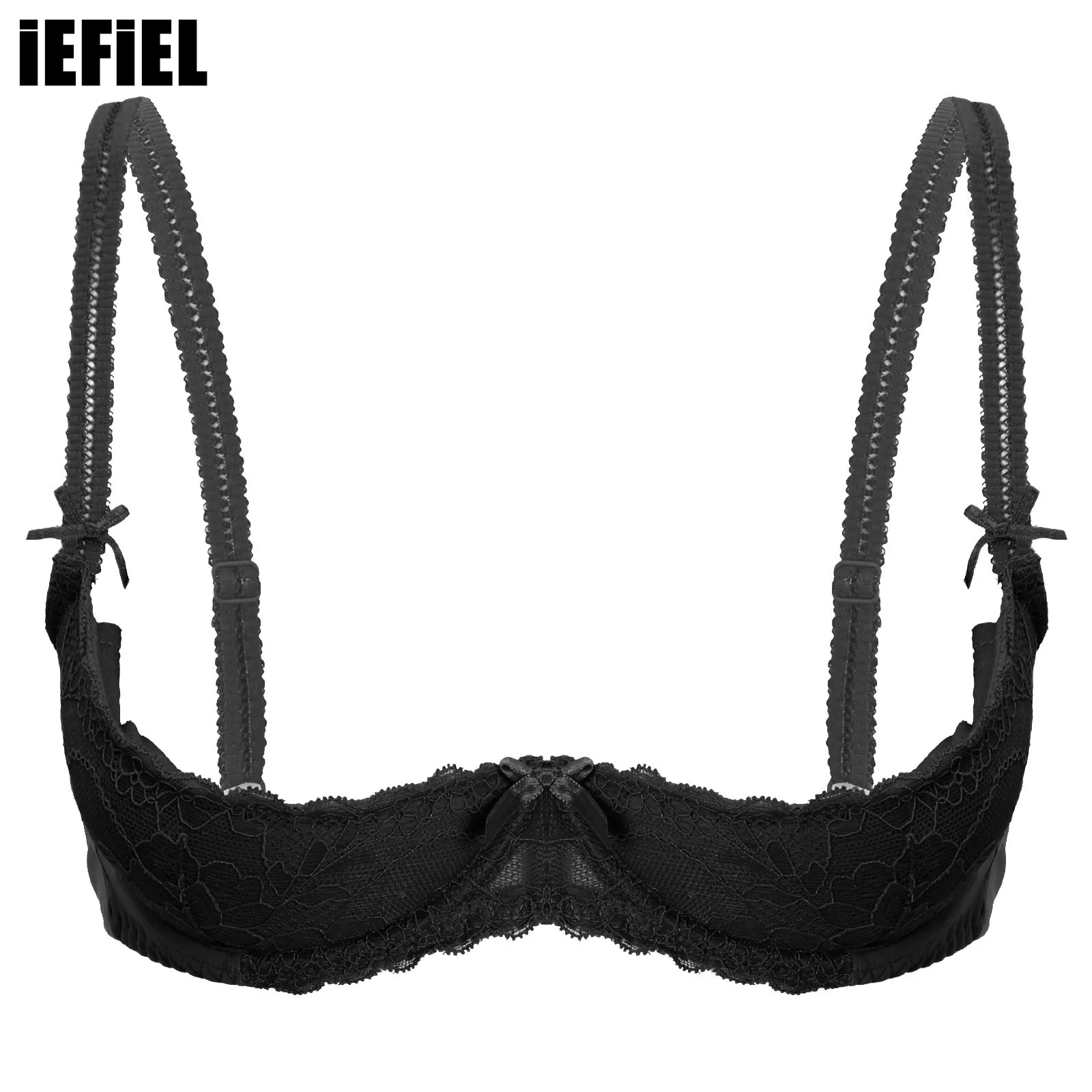 Soutien-gorge push-up à armatures en dentelle pour femmes, soutien-gorge rembourré en éponge, sangle réglable, sous-vêtements, lingerie, bonnet 1/2