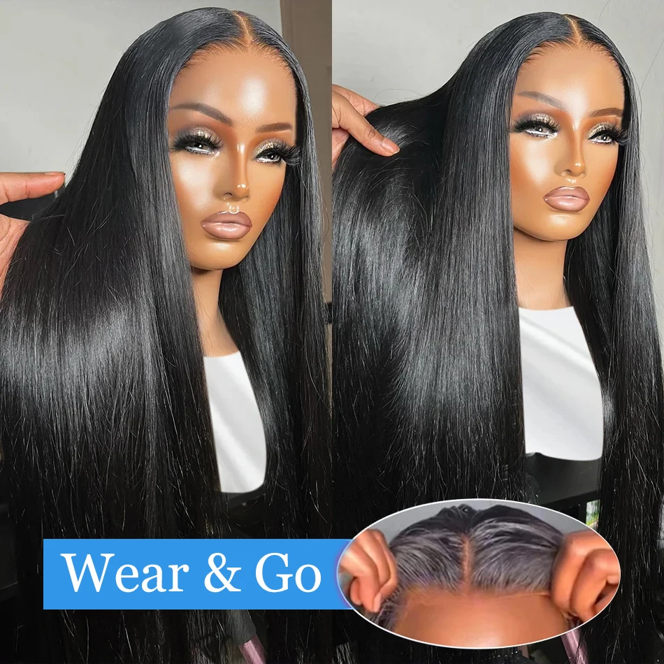 Glueless Bone Straight Lace Frontal Wig Human Hair 100% Natural 30 38 inch 5X5 Cheap Brazilian Remy Pre plucked Wigs For Women