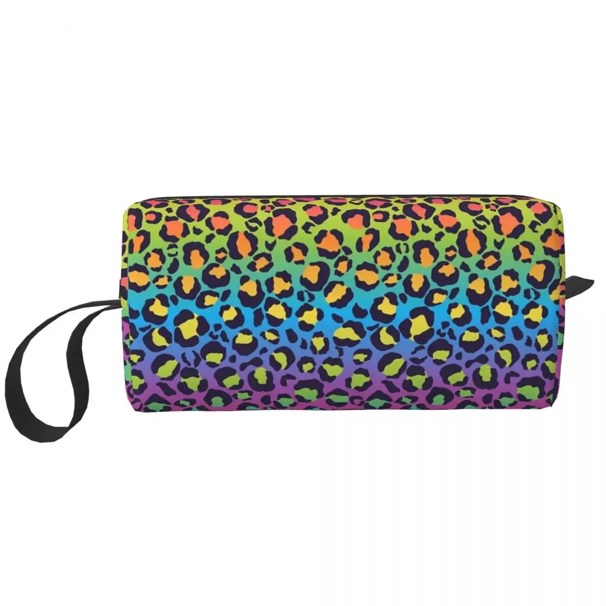 Bright Rainbow Ombre Gradient Leopard Print Pattern Pencil Cases Large Capacity Pen Bags Pen Box Pencil Pouch Makeup Bag