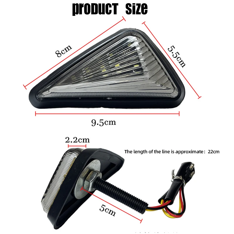 Motorcycle LED Triangle Flush Mount Turn Signal Light High Brightness Flashing Indicator Lamp White Red Blue Amber DRL Lights