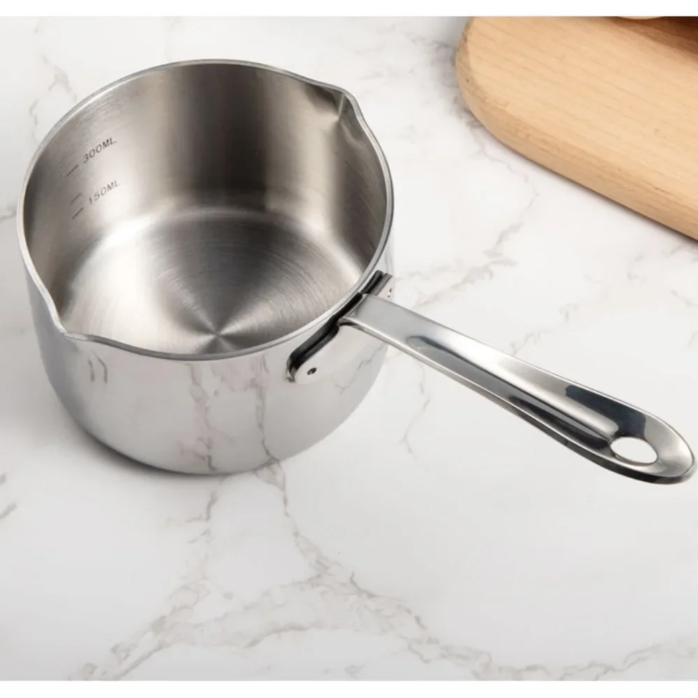 Stainless Steel Scaled Milk Pot Dual Spout Hanging Butter Melt Pot Leak-proof Rust-proof Butter Warmer Pot Melting Chocolate