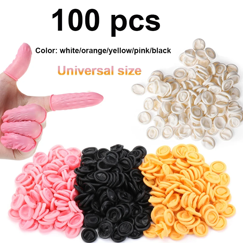 100Pcs Disposable Fingertips Protector Gloves Natural Rubber Non-slip Anti-static Latex Finger Cots Fingertips  Tool