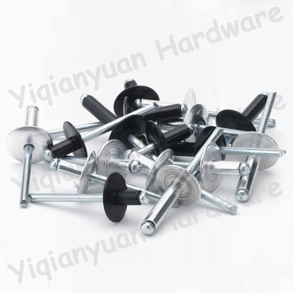 Yiqianyuan M4 Aluminum/SUS304 Stainless Steel Pop Open End Large Flange Cap Blind Rivet Dome Head Self-plugging Rivet