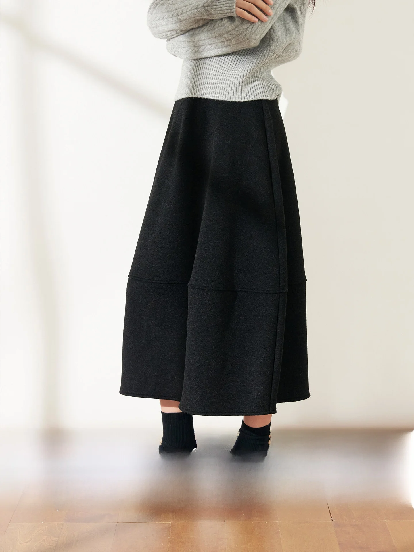 

Thiened Fce Balloon Skirt Elastic Waist Bloomer f-length Skirts French Sle Women's Daily Wear Polyester Blend