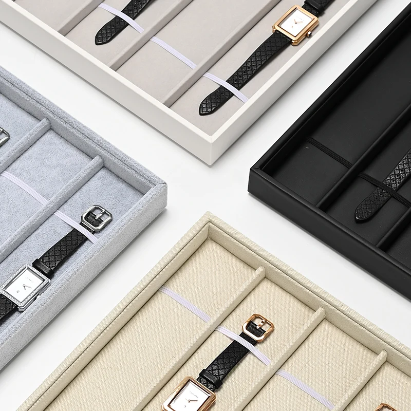 Oirlv 6-Slot Watch Display Tray PU Leather Display Tray Jewelry Tray Watch Display Tray Countertop Watch For Jewelry Storage