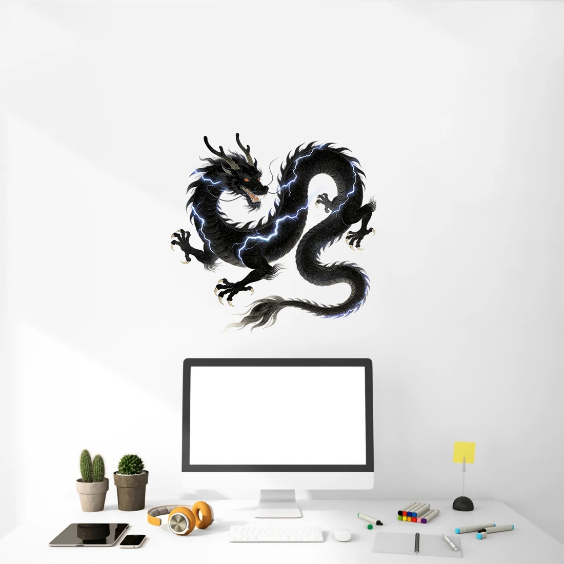 Three Ratels CEE162 Ancient Thunder Dragon Art Wall Stickers for Home Decoration car decals