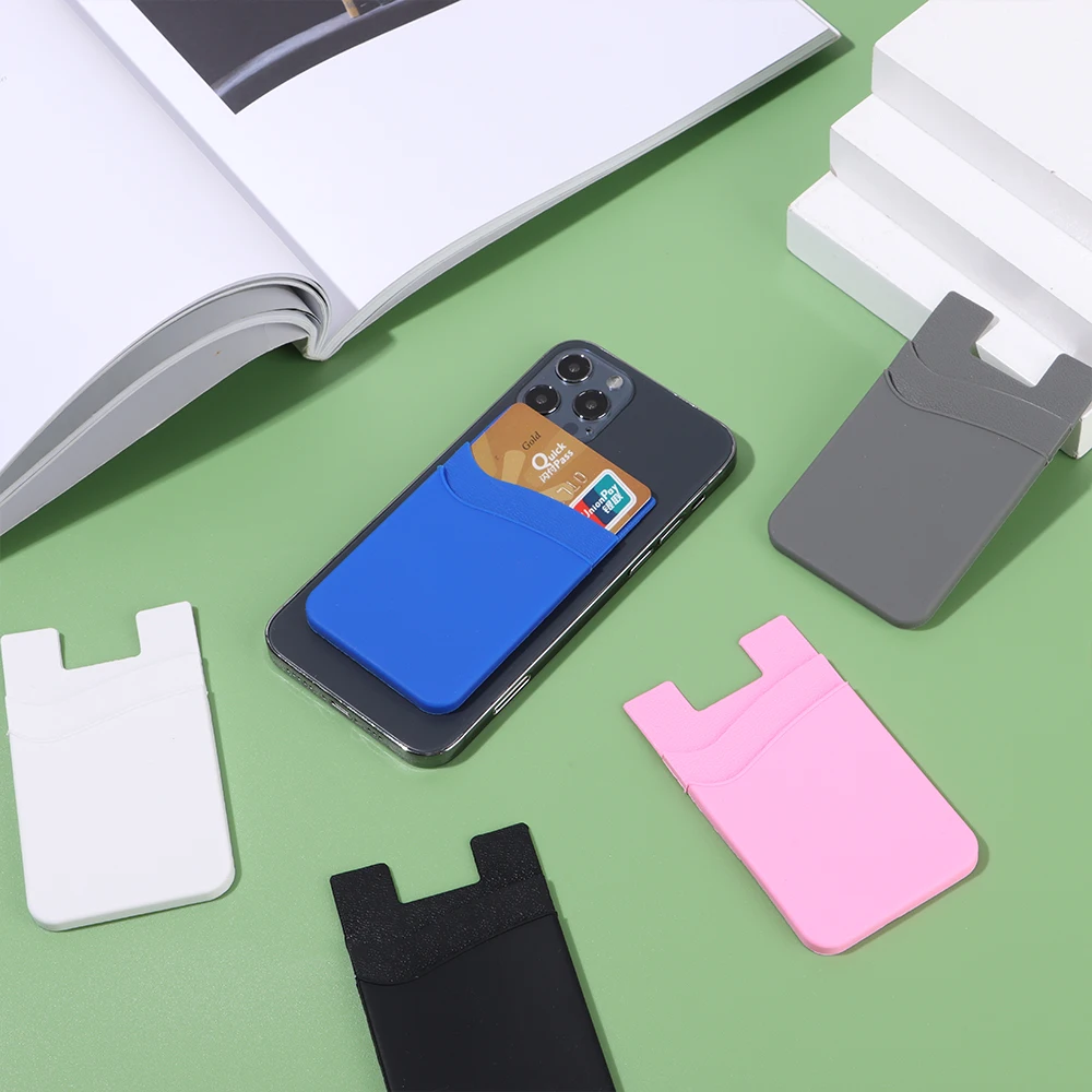 Elastic Universal Silicone Adhesive Pocket Sticker Credit ID Card Holder Wallet Case Mobile Phone Wallet