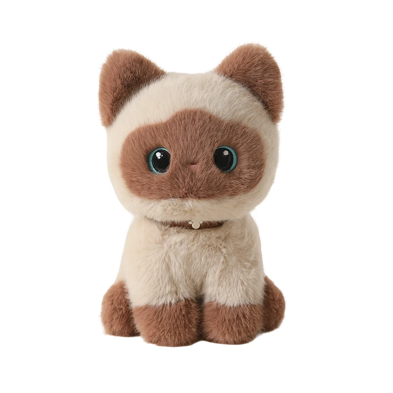 Cute Sitting Pose Kitten Plush Toys Soft Fluffy Cartoon Pet Cat Doll Lovely Office Desktop Decor Funny Gift To Family