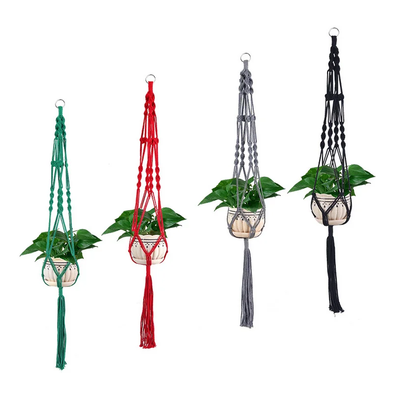 AAA282 Color braided rope flower pot rack flower pot hanger plant hanger cotton pot string hanging