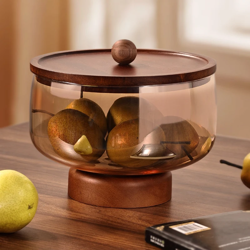

Стеклянная тарелка с фруктами, легкая роскошная элитная тарелка для сухофруктов для гостиной с высокими ножками