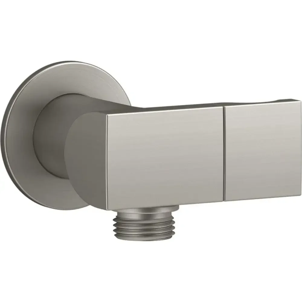 Wall-Mount Supply Elbow with Check Valve and Handshower Bracket, Brushed Nickel Finish