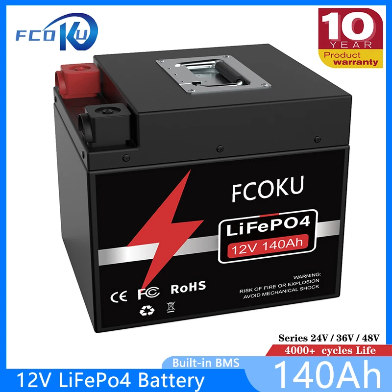 

New 12V 100Ah 140Ah 360Ah LiFePO4 Battery Pack Built-in BMS,For Golf Cart Solar Power System RV Replacement Rechargeable Battery