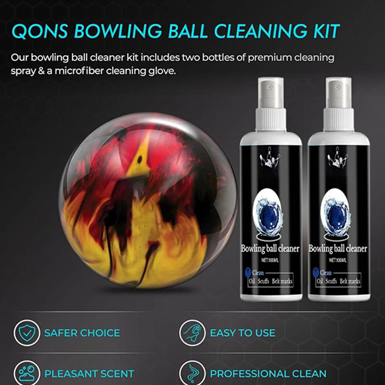 100ml Bowling Ball Cleaning Spray Efficient Oil Removal Polish Cleaning liquid Spray With Towel Bowling Ball Accessories