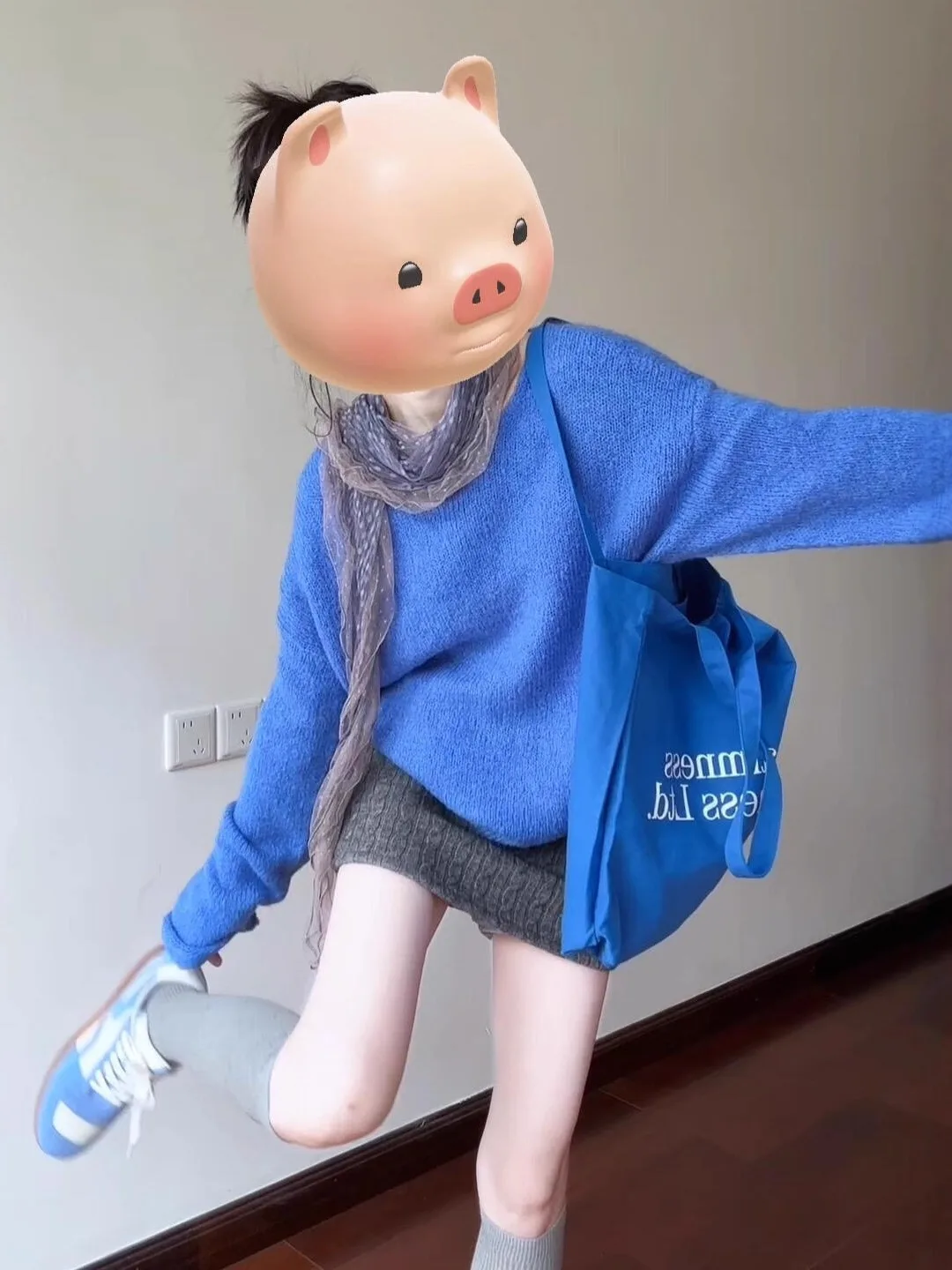 

Loose Korean Sle Long Sve Knitwear Women's Casual Sle Comfortable Fit Autumn Unique Top Klein Blue round Ne Sweater