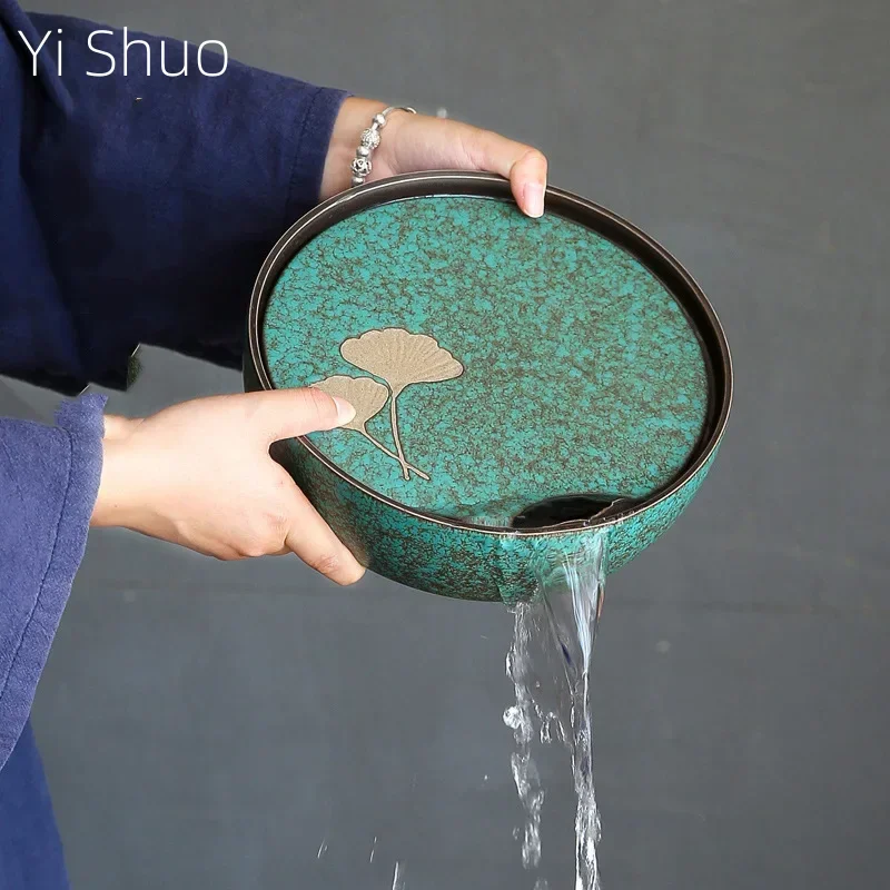 

Ceramic Tea Tray Japanese Style Kiln Baked Small Size Spearmint Water Storage Type Tea Table Saucer Ceramic Tea Tray