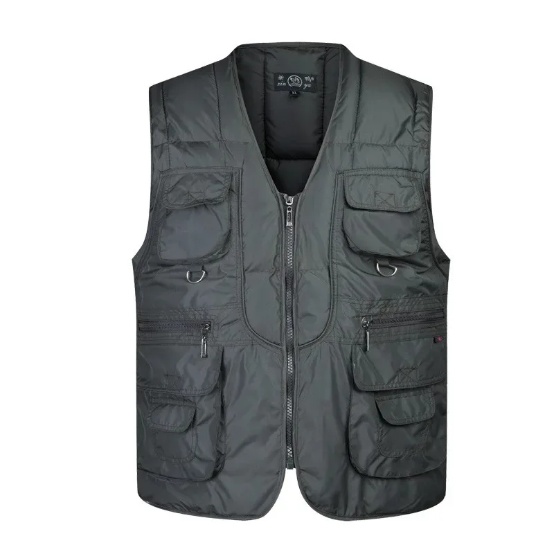 

Men's Warm Vest Jacket Stand Collar Cardigan Sleeveless Jackets Autumn Winter Multiple Pockets Tank Top Coat Fashion Clothing