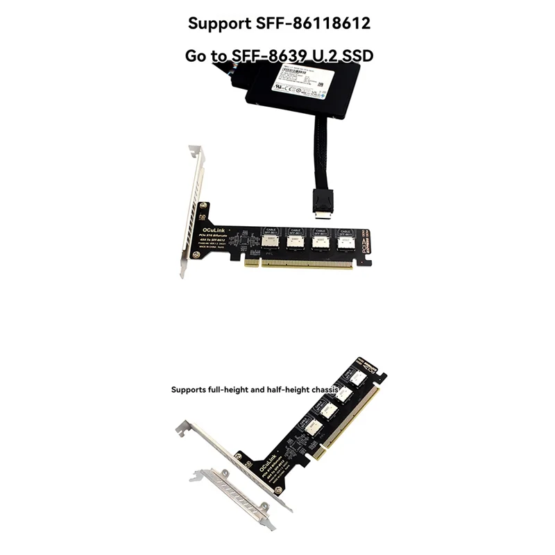 A41Z-PCI-E 16X To Four U.2 SSD Kit SFF8611&8612 Oculink Pcie Solid State Drive Adapter For Mainboard Expansion