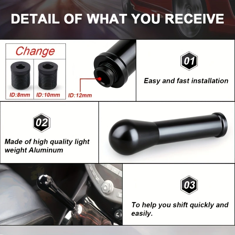 مقبض ناقل الحركة المعدل للسيارة من سبائك الألومنيوم العالمي - ملحق ترقية مقبض ناقل الحركة اليدوي المعدني