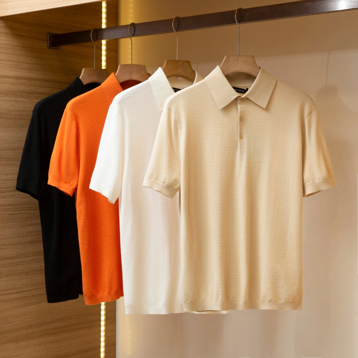 

Итальянский трикотажный однотонный летний мужской повседневный однотонный отложной воротник ort Sve Faion Urban Stand Fit