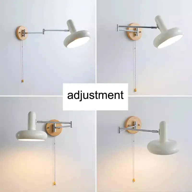 Bauhaus Cream Wind Rocker Arm Wall Lamp With Switch Bedside Wall Lamp Vintage Bedroom Study Telescopic Folding Reading Lamp