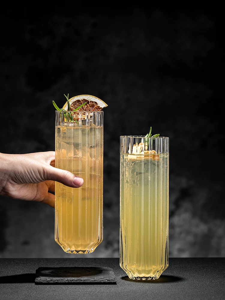Crystal Glass Striped Creative Cocktail Glass Collins Glass Juice Glass Slightly Tipsy Mxing Glass Special Drink Glass Water Cup