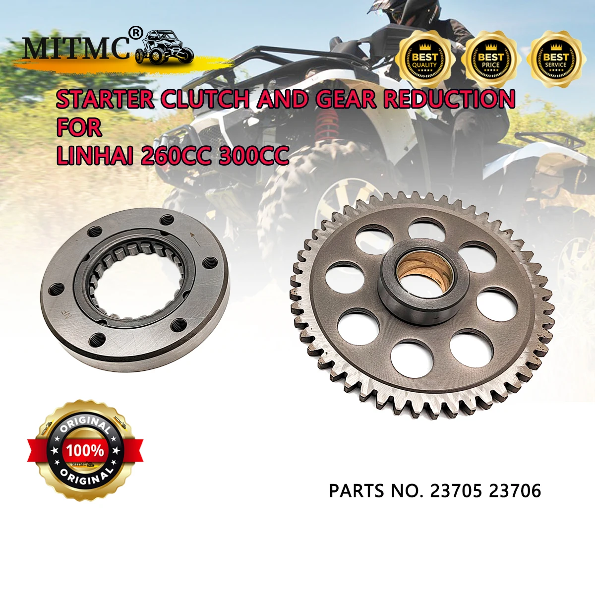 

STARTER CLUTCH And GEAR REDUCTION For Linhai 260cc 300cc QUAD GO KART Engine Starter Clutch Overrunning One Way 23706 23705