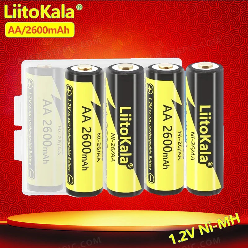 16PCS LiitoKala NI-MH AA 2600mAh/AAA 1000mAh  Camera Flashlight Toy Pre-Charged Rechargeable Batteries with box