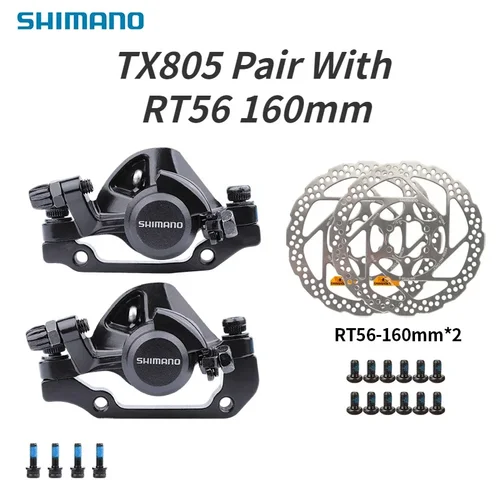 Shimano TOURNEY TX BR-TX805 Pinzas de freno de disco mecánico Pastillas de resina TX805 Pinza G3 HS1 RT56 Rotor 160 mm
