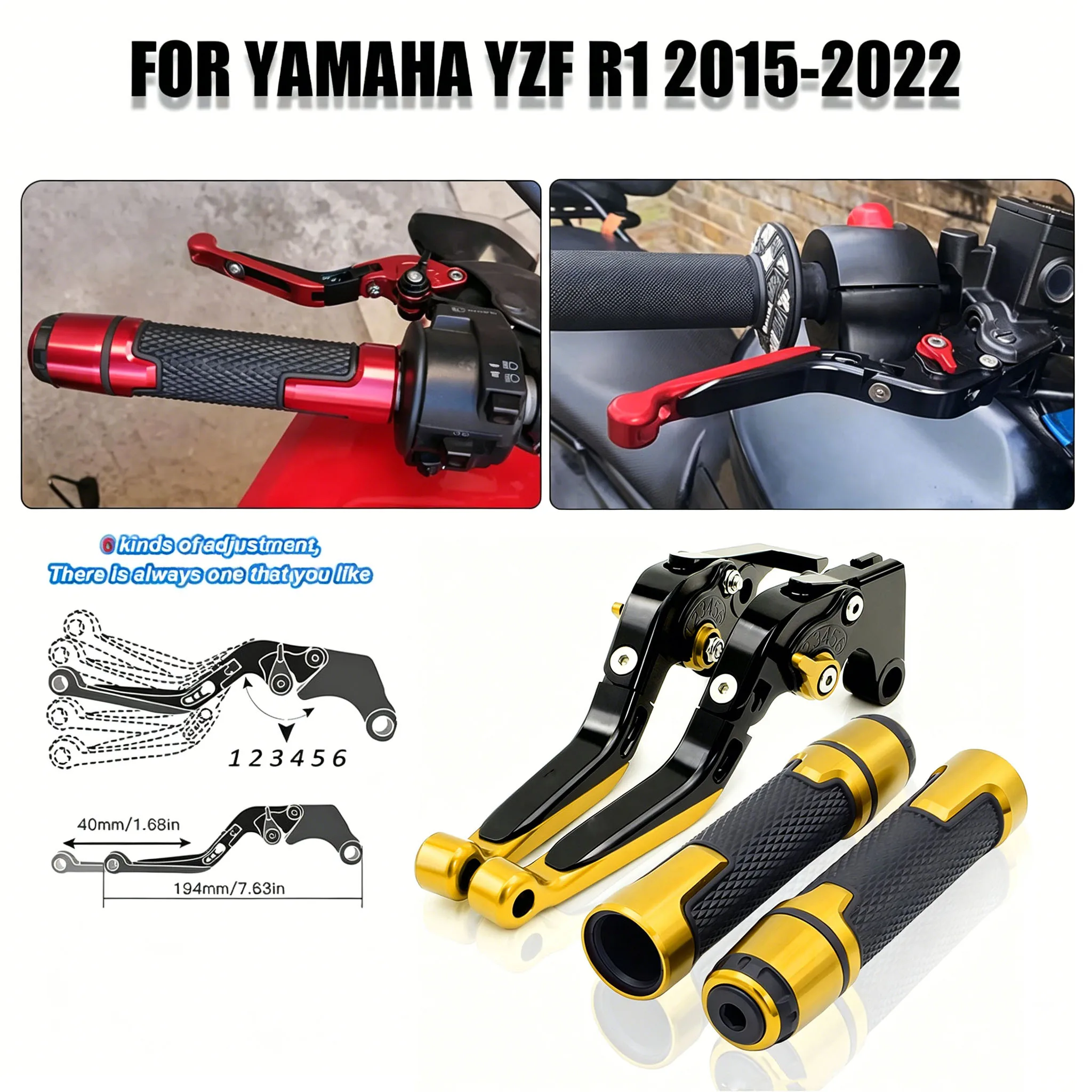 

For Yamaha YZF R1 2015-2022 Motorcycle Brake Clutch Levers Nice CNC Folding Adjustable Clutch Brake Levers Handles Grips Kit