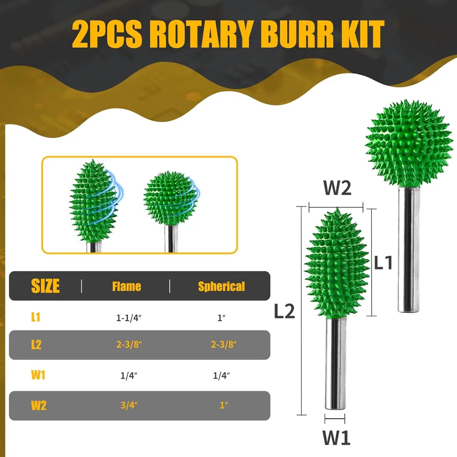 2 Pcs Alloy Steel Rotary Burr Kit 1/4 Shaft Extreme Coarse Nose Rotary Burr Not Easily Broken Wood Rasp Bit Dremel Accessories