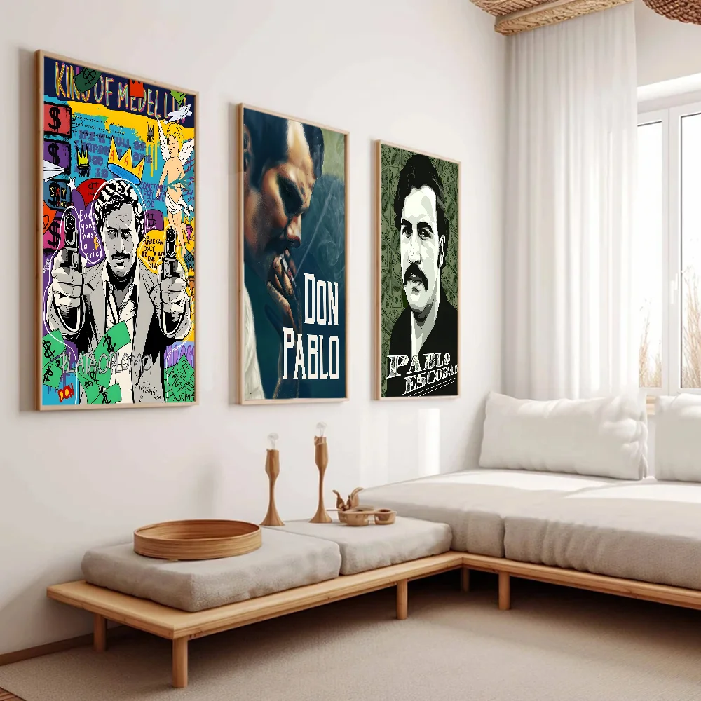 Narcos TV Series Pablo Escobar Vintage Posters Sticky Retro Kraft Paper Sticker DIY Room Bar Cafe Stickers Wall Painting