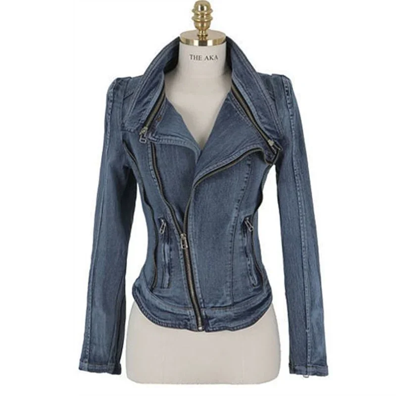 Women's Retro Denim Jacket, Female Slim Coat, Long-Sleeved Tops, Short Stretch Cowboy Jackets, Spring Costume, Autumn 2023