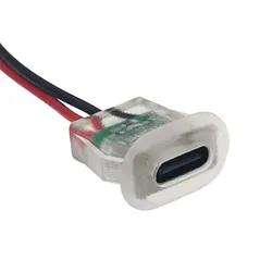 1pc 2pin USB Type C 5A Input type Charging Socket With LED lights Plate Waterproof USB-C Power Port TYPE-C Female Connector Jack