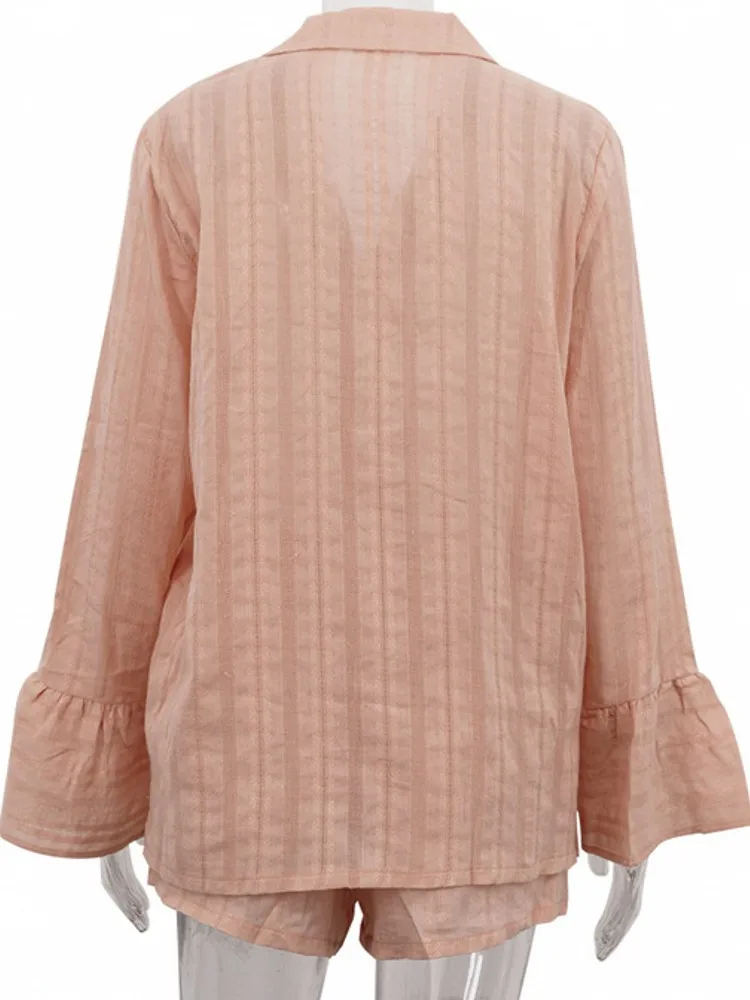 Set da 2 pezzi Set da donna sexy moda estate autunno Set camicetta a maniche lunghe femminile camicia top e pantaloncini completo coordinato