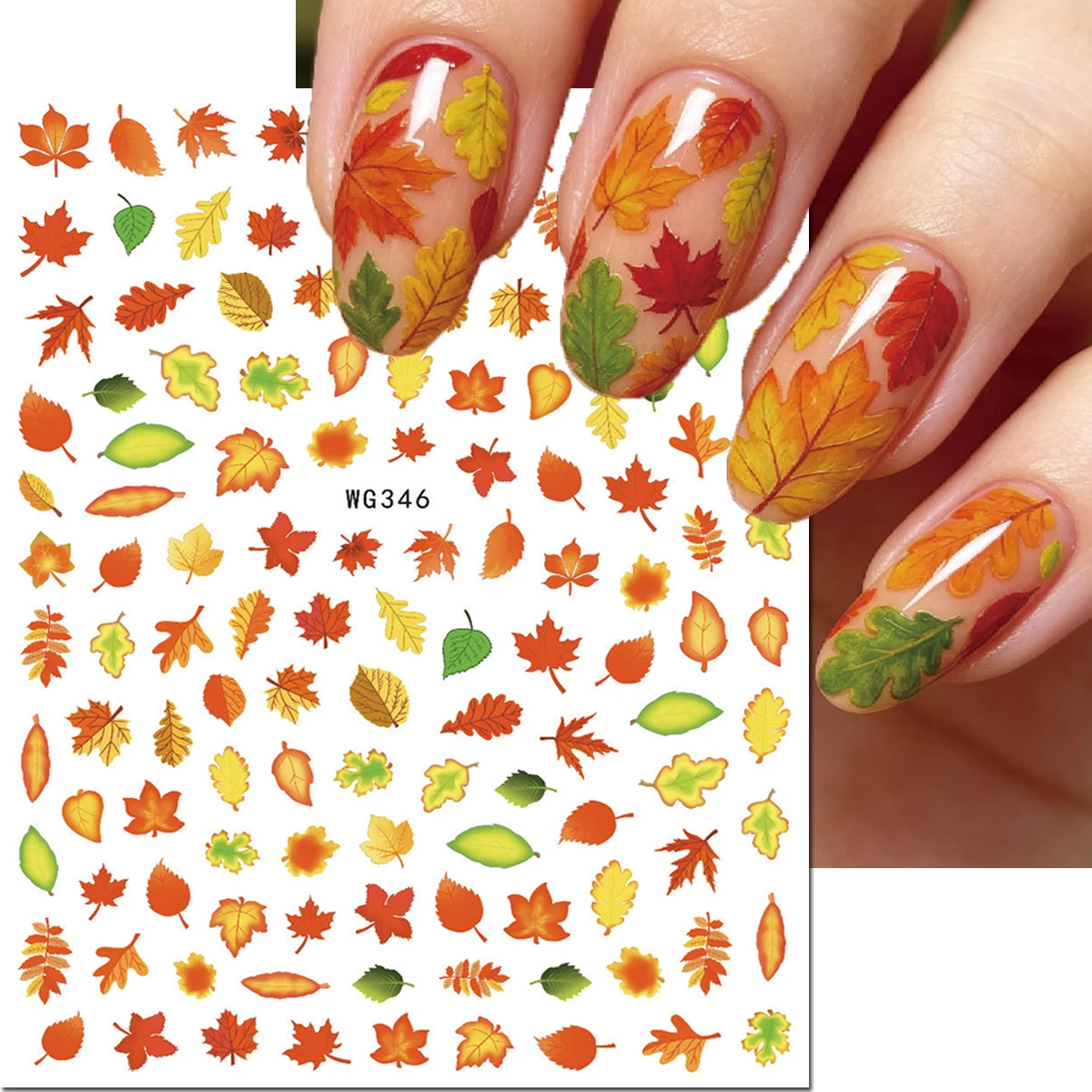 1-Sheet Autumn Fall Red Maples Leafs Winter Gold Leafs 3d Self-adhesive Nail Stickers Nail Decals For Nails Tips Decorations