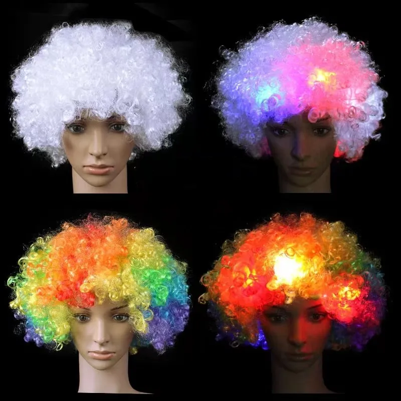 Led Flash Explosive Head Wig Colorful Head Cover Prom Party Performance Props Luminous Wig Headwea