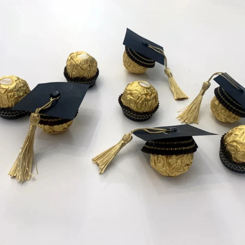 

Graduation 2024 20pcs Bachelor's Hat Chocolate Hat Graduation Supplies Ferrero Rocher Cute Grad Favor High School Congrats Grad