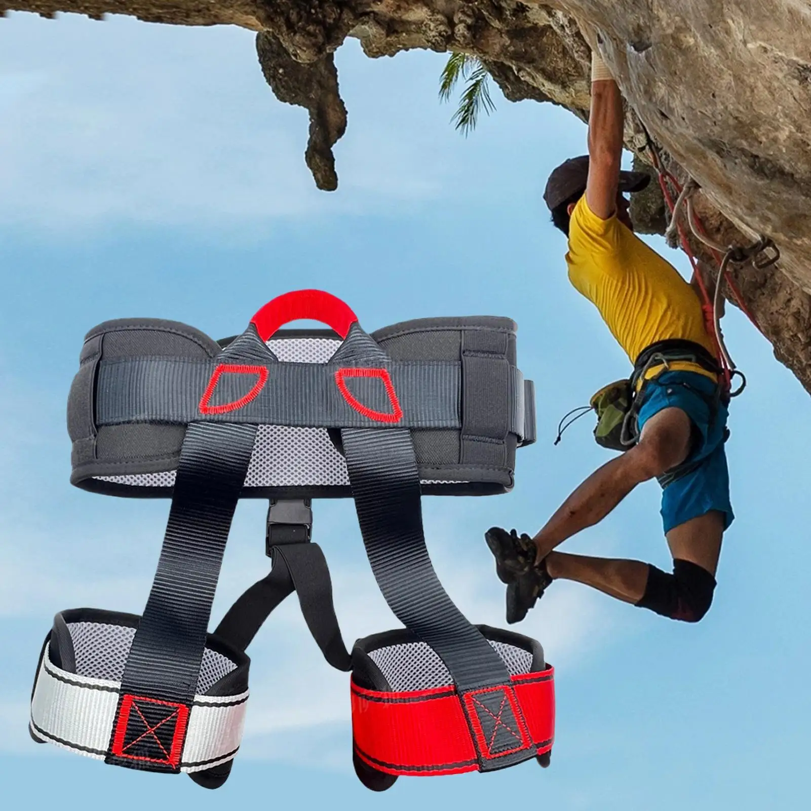 Climbing Harness Adjustable Waist Leg Loops Safety Belt Roofing Safety Harness For Roofing Construction Rappelling Fire Rescuing