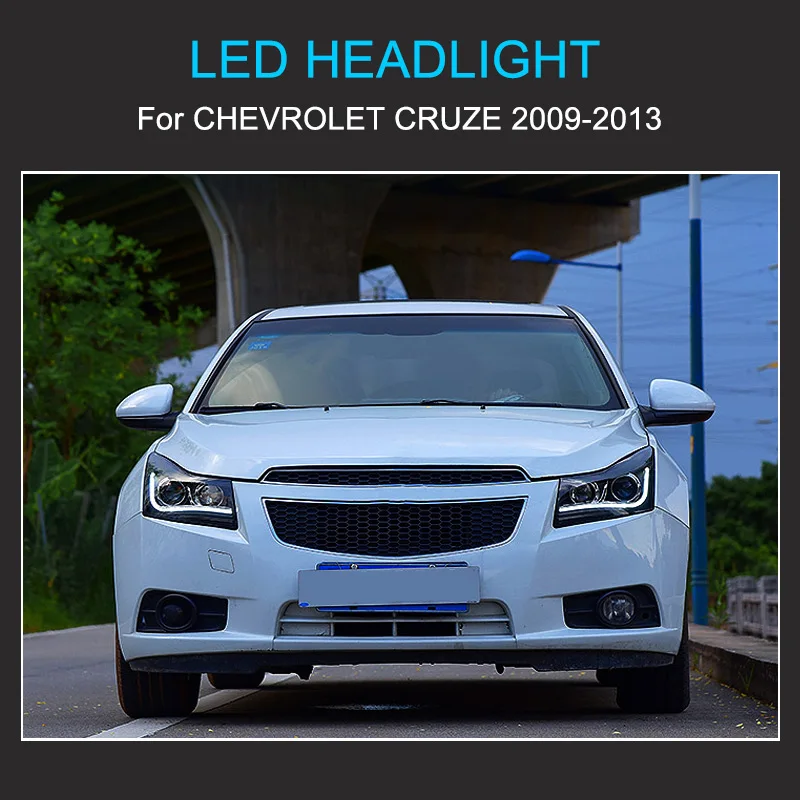 1 Pair LED Headlight Assembly for Chevrolet Cruze 2009-2013 Head Lighs Plug and Play LED DRL Running Turning Front Headlights