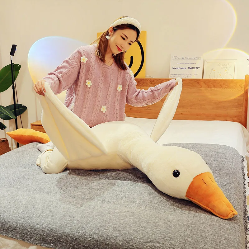 90-190cm Lovely Big White Goose Throw Pillow Plush Toy Big Goose Doll Sleep on Bed Birthday Gift Girl Envio Gratis Stuffed Toys