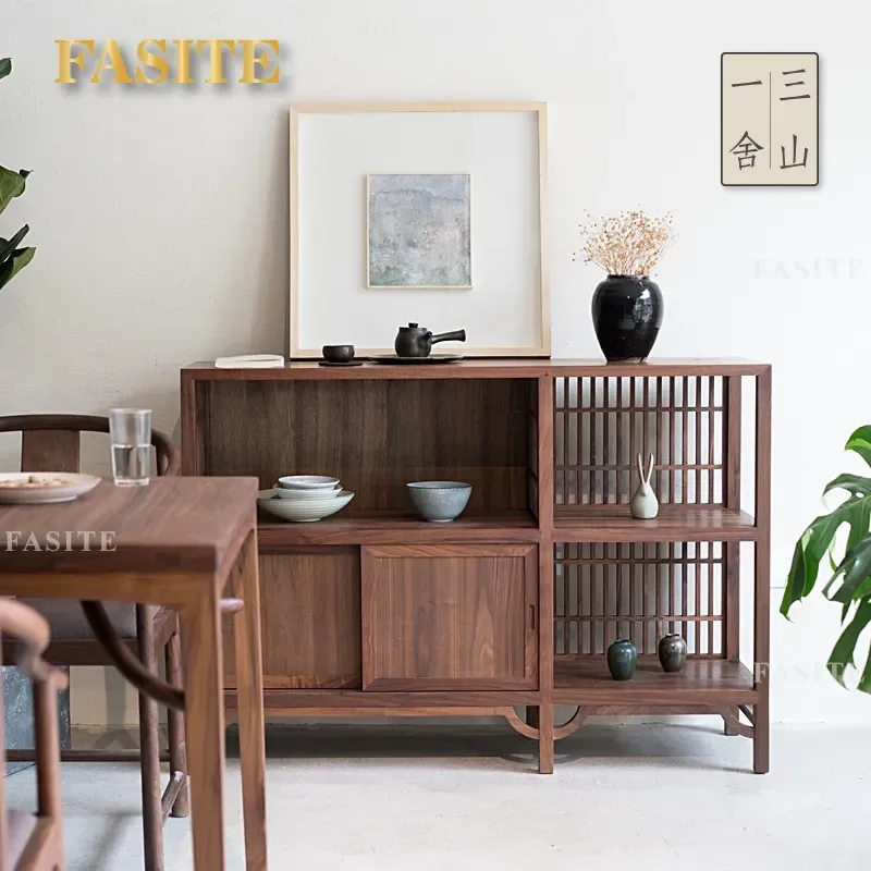 New Chinese Style Mahogany Solid Wood Tea Cabinet Dining Sideboard Wine Storage Locker Living Room Furniture