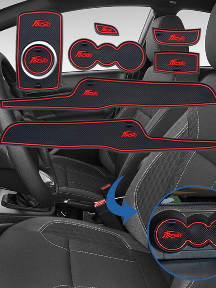 8Pcs Car Anti-Slip Dust Protection Gate Slot Pads Anti-Slip Gate Slot Cup Mat Car Interior Accessories for Ford Fiesta 2009-2014