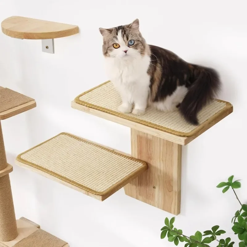 Cat ledger furniture Tree-shaped wall-mounted cat floating frame with sisal pad Cat perch Suitable for climbing games Nap