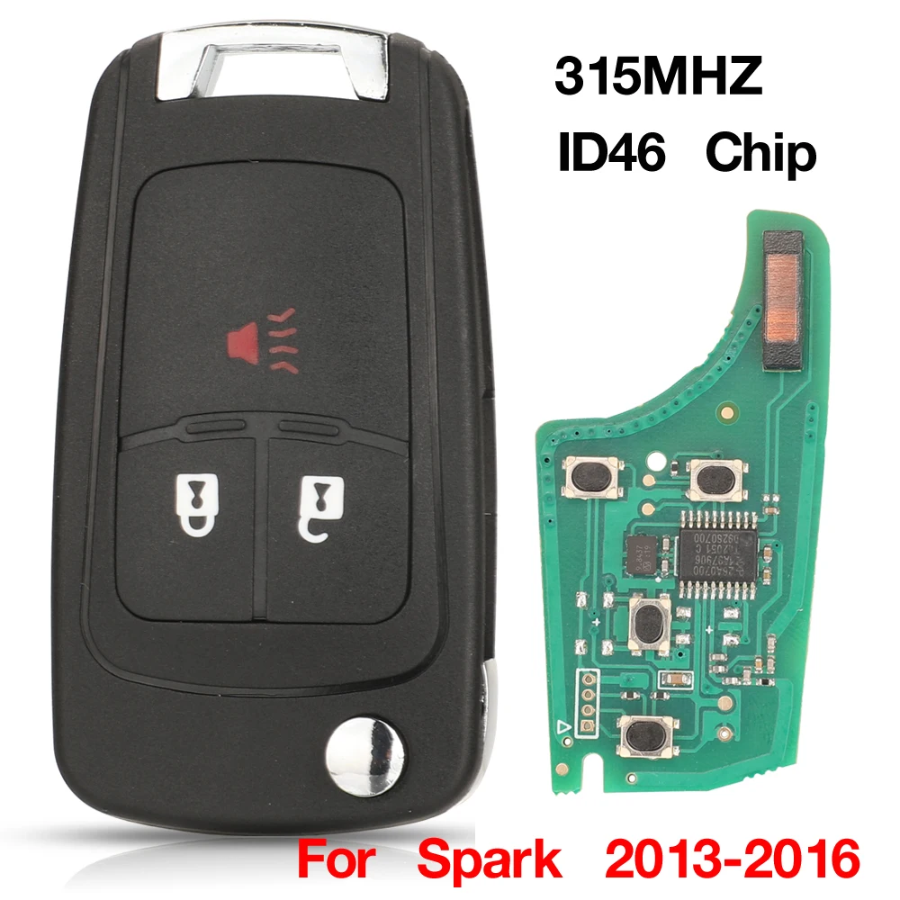 

jingyuqin 315MHZ ID46 Chip Flip Folding Remote Control Car Key For Chevrolet Spark 2013 2014 2015 2016 Key Fob Replacement