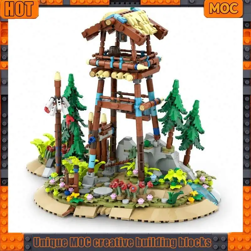 951PCS Tribal Wooden Watchtower Forest Building Blocks Tree House Diorama Model DIY Creative Assembly Toy Gift Collection