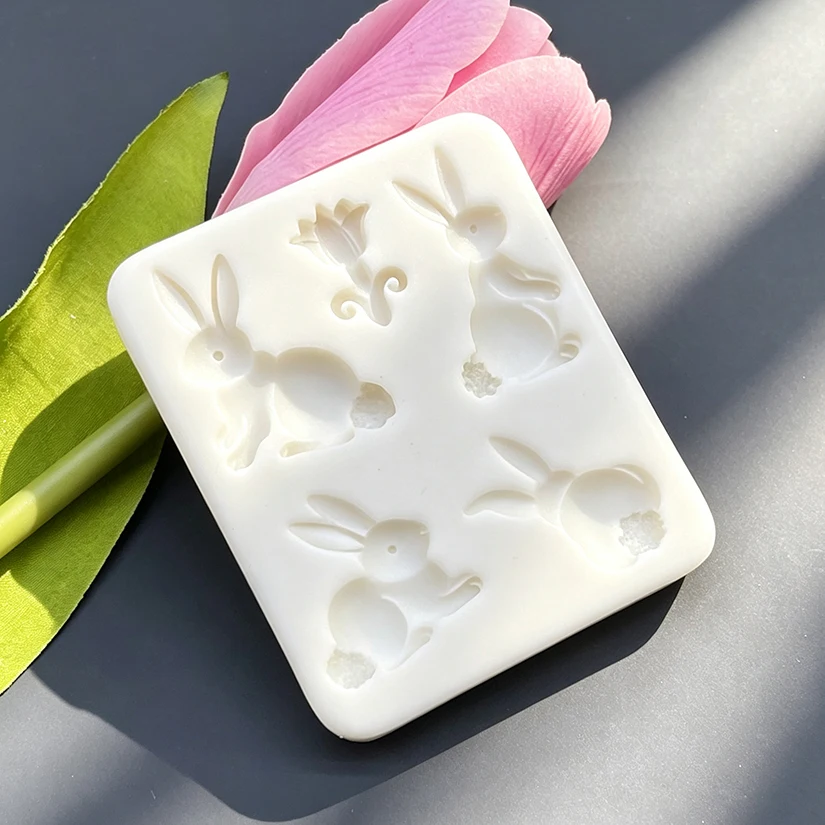 Forma silikonowa do dekoracji ciast i babeczek z motywem Wielkanocnego Króliczka, do czekolady, fondantu i innych słodyczy. — zdjęcie 3
